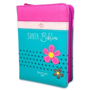 Biblia RVR60 025 Fucsia/Rosa/Turquesa con Flores