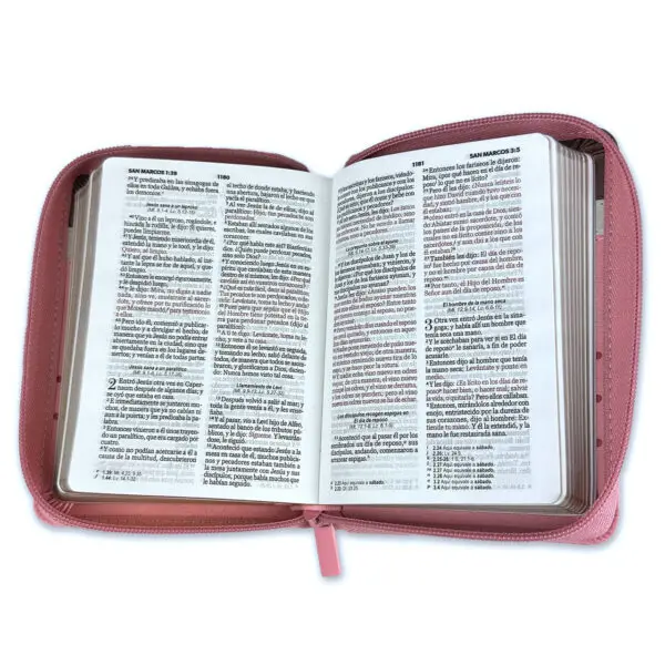 Biblia RVR60 Primor Café/Beige/Rosa con Flores - Imagen 3