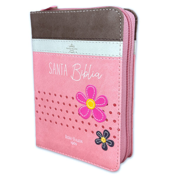 Biblia RVR60 Primor Café/Beige/Rosa con Flores