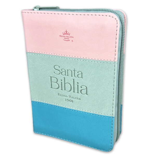 Biblia de Bolsillo RV1960 Tricolor Rosa/Blanco/Turquesa