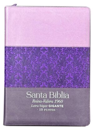 Biblia RVR60 Letra Súper Gigante Tricolor Lila Morado Negro