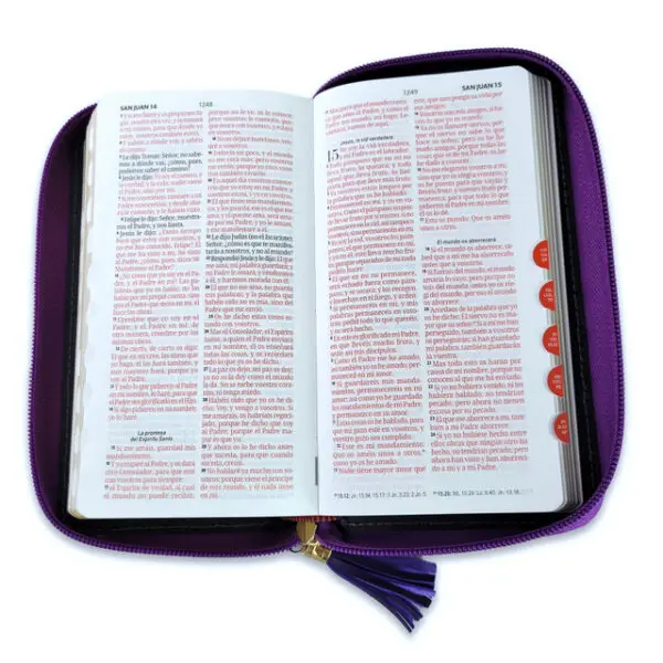 Biblia RVR60 Chequera Lila-Gris/ Cierre Índice - Imagen 3