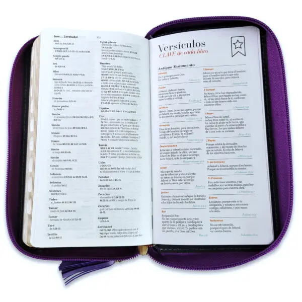 Biblia RVR60 Chequera Lila-Gris/ Cierre Índice - Imagen 2