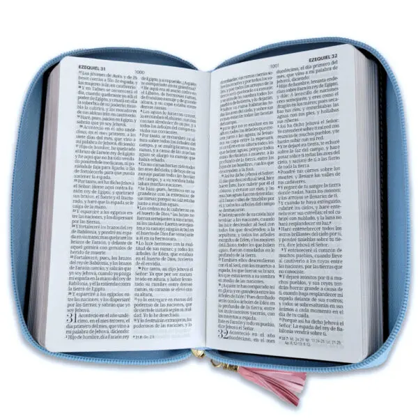 Biblia RVR60 Chequera Azul-Rosa/ Cierre - Imagen 4