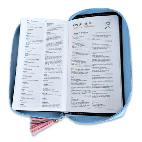 Biblia RVR60 Chequera Azul-Rosa/ Cierre - Imagen 2