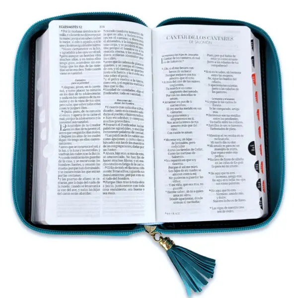 Biblia RVR60 Chequera Turquesa-Blanco/ Cierre Índice - Imagen 4