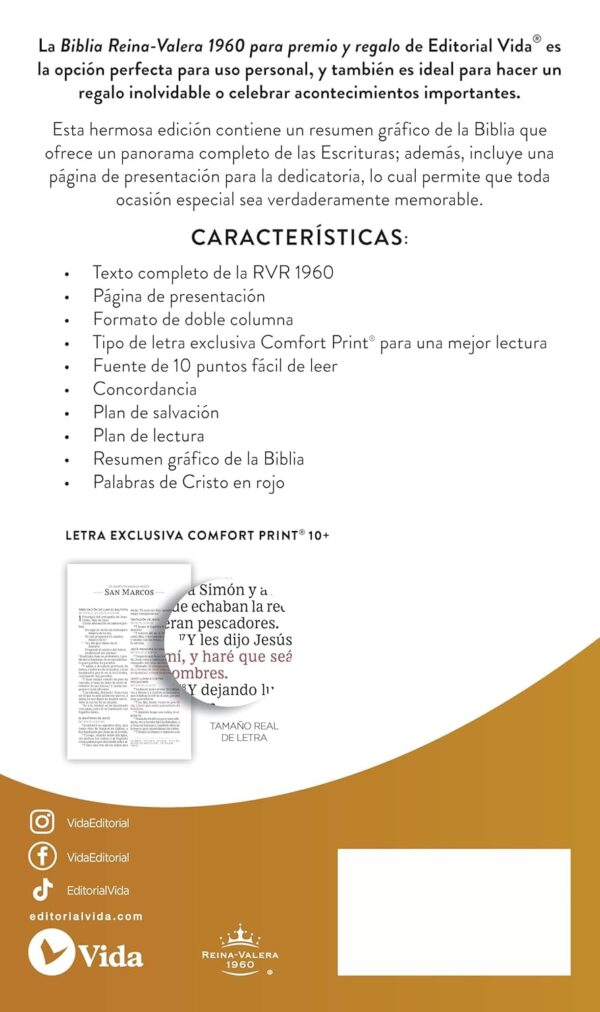 Biblia RVR60/Premios Y Regalos/ Flor Tapa Dura - Imagen 4