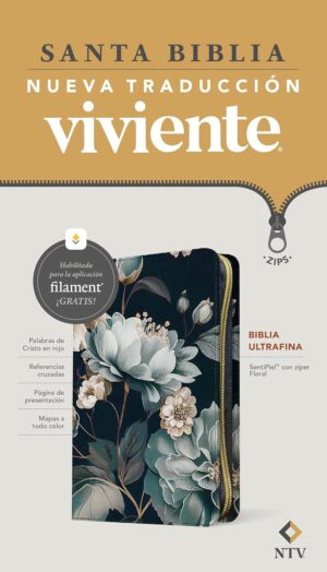 Biblia Filament Ultrafina NTV/ Ziper Azul Flores