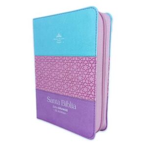 Biblia Reina Valera Tricolor Azul/Rosa/Lila