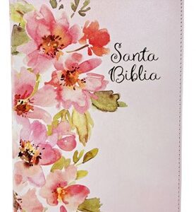 Biblia RVR60 Tamaño Manual/Piel - Flor Rosa