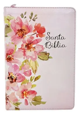 Biblia RVR60 Tamaño Manual/Piel - Flor Rosa