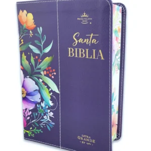 Biblia RVR60 Tamaño Manual Letra Grande Canto Pintado Flores Lilas