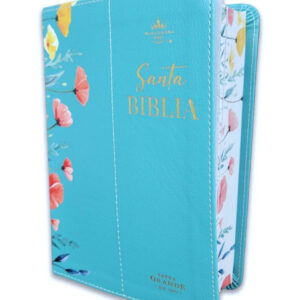 Biblia RVR60 Letra Grande Sentí piel Flores Turquesa canto pintado