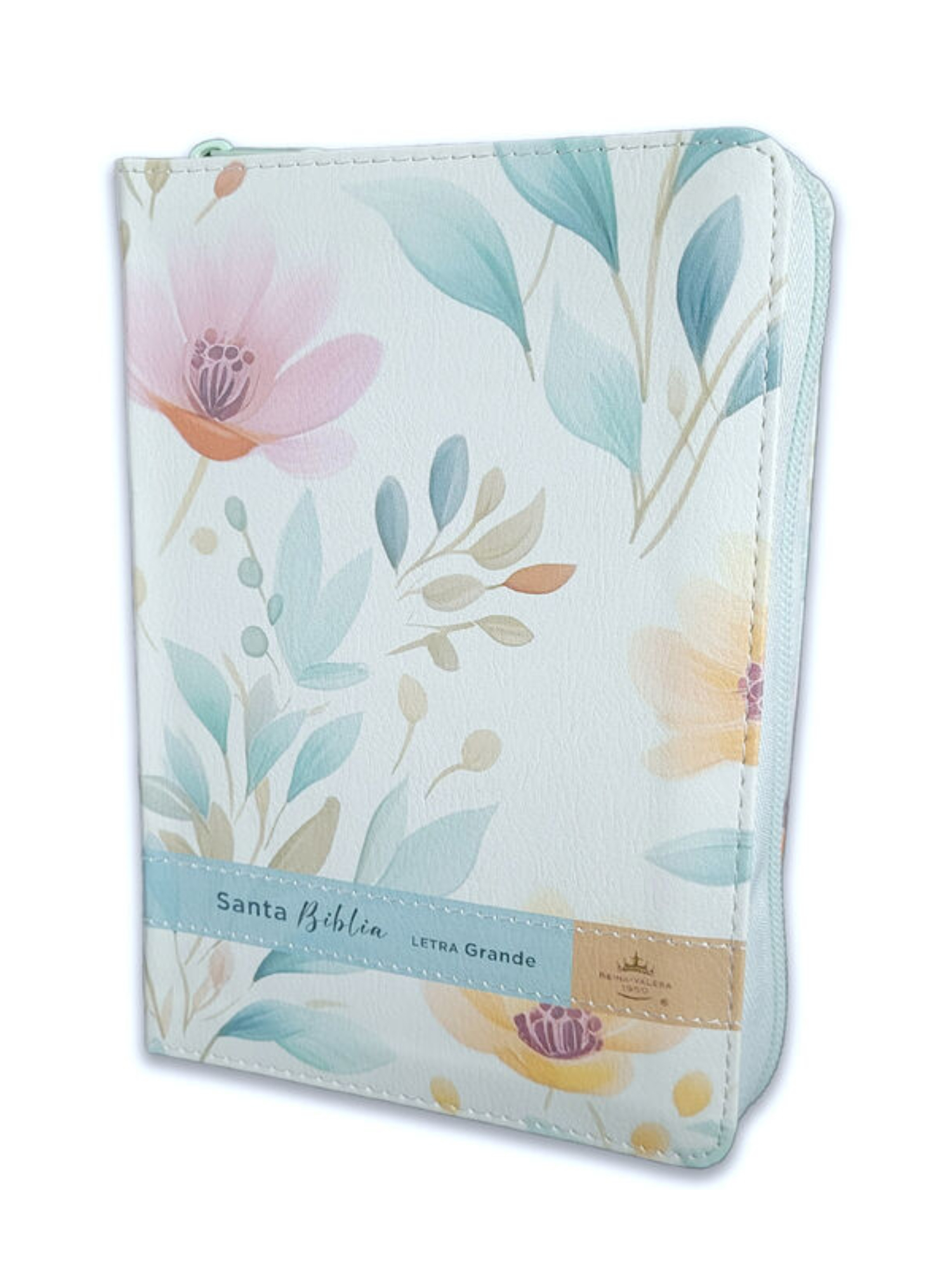 Biblia RVR1960 con Cierre Sentí Piel Flores Azul Canto Floral 5 Biblia RVR1960 con Cierre Sentí Piel Flores Azul Canto Floral