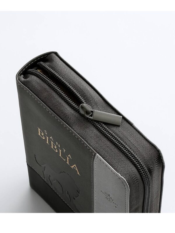 Biblia RVR1960 Sentí Piel Tricolor Gris, Gris Oscuro, Gris León - Imagen 4