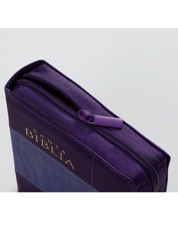 Biblia RVR1960 Sentí Piel Bicolor Lila, Lila Oscuro con Cierre - Imagen 2