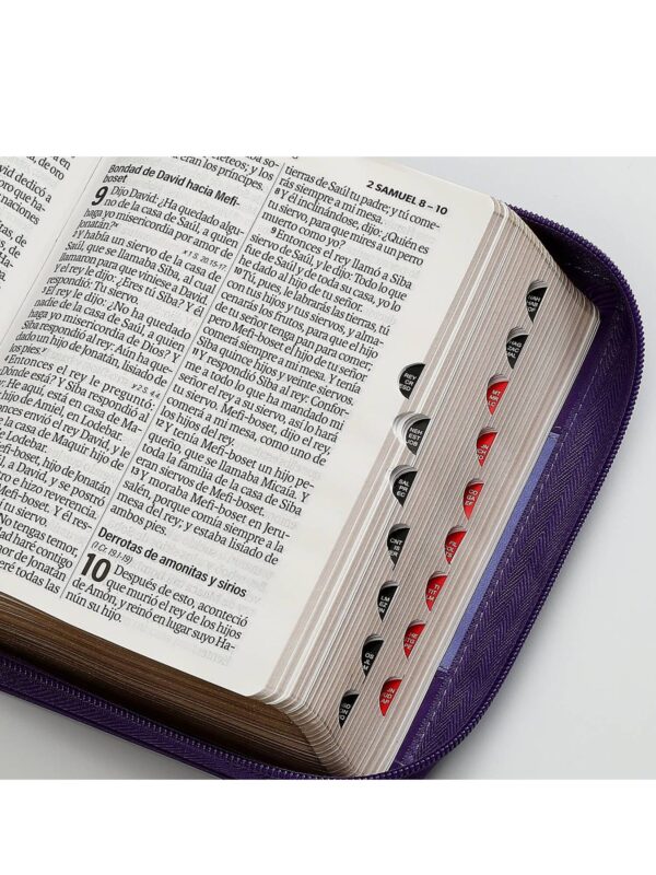 Biblia RVR1960 Sentí Piel Bicolor Lila, Lila Oscuro con Cierre - Imagen 3