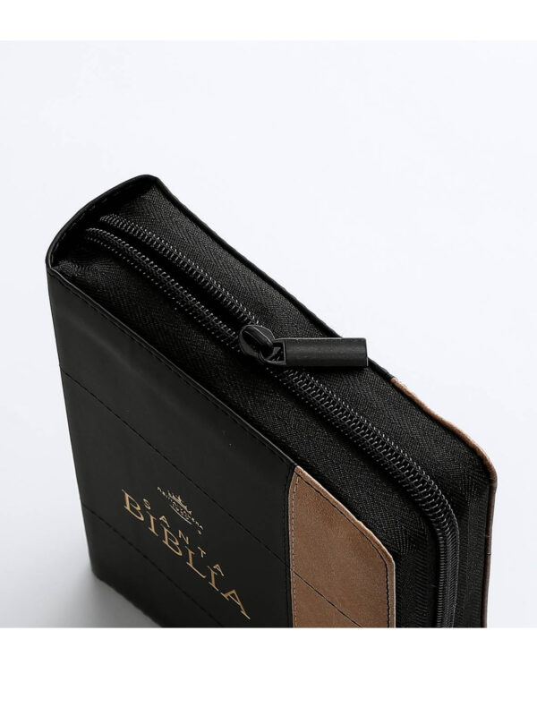 Biblia RVR1960 Sentí Piel Bicolor Negro, Café - Imagen 2