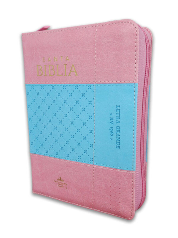 Biblia RVR1960 Sentí Piel Bicolor Rosa, Azul