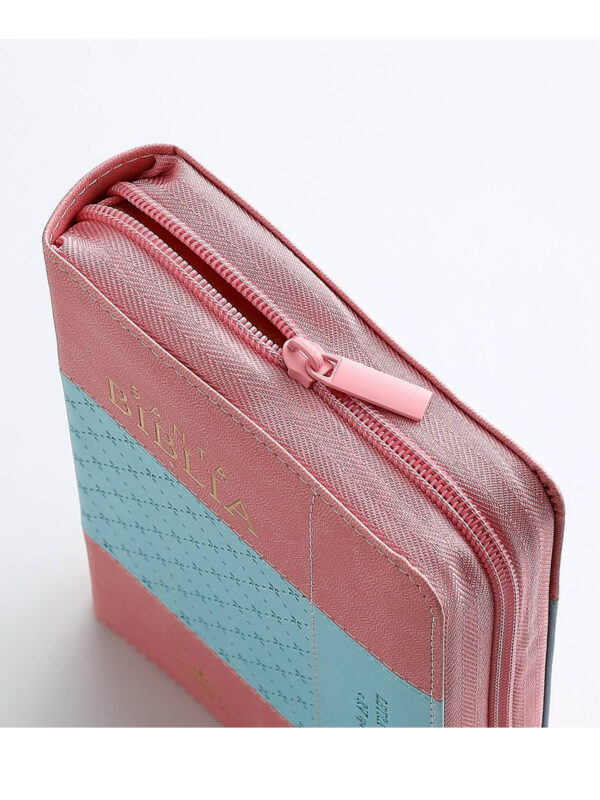 Biblia RVR1960 Sentí Piel Bicolor Rosa, Azul - Imagen 4