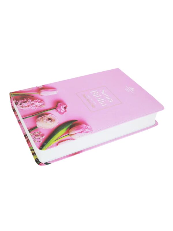 Biblia RVR1960 Supreme Piel Flores En Rosa - Imagen 2