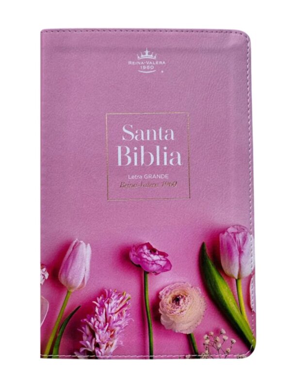 Biblia RVR1960 Supreme Piel Flores En Rosa