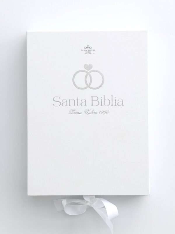 Biblia RVR1960 Especial Bodas Caja de Regalo, Blanca y Plateado