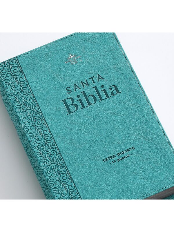 Biblia RVR1960 Letra Gigante Sentí Piel Turquesa - Imagen 4