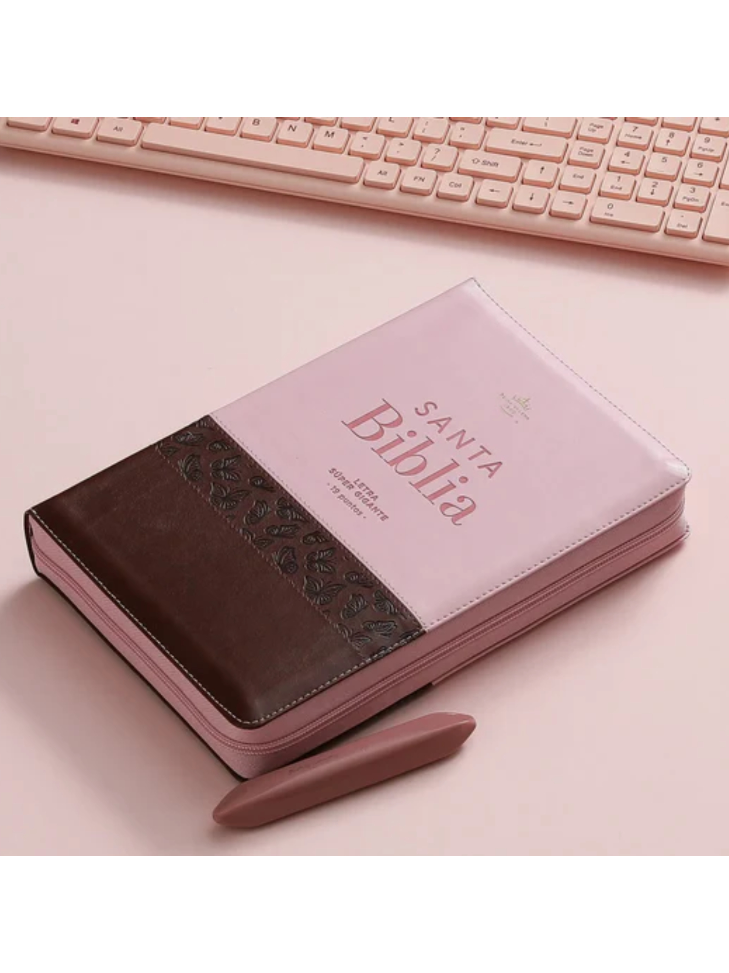 Biblia RVR1960 Super Gigante con Índice y Cierre Rosa, Café - Imagen 4