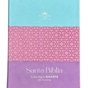 Biblia RVR1960 con Cierre y Índice Tricolor Azul, Rosa, Lila