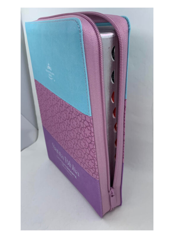 Biblia RVR1960 con Cierre y Índice Tricolor Azul, Rosa, Lila - Imagen 4