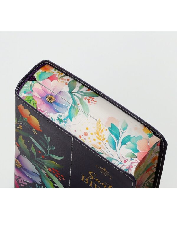 Biblia RVR60 Tamaño Manual Canto Pintado Flores Lilas - Imagen 2