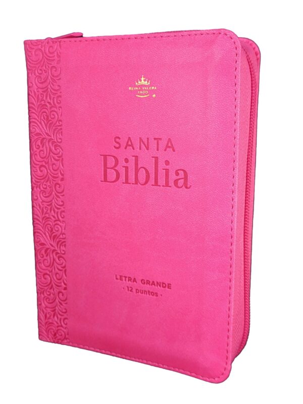 Biblia RVR60 con Cierre Portátil Sentí piel fucsia floral