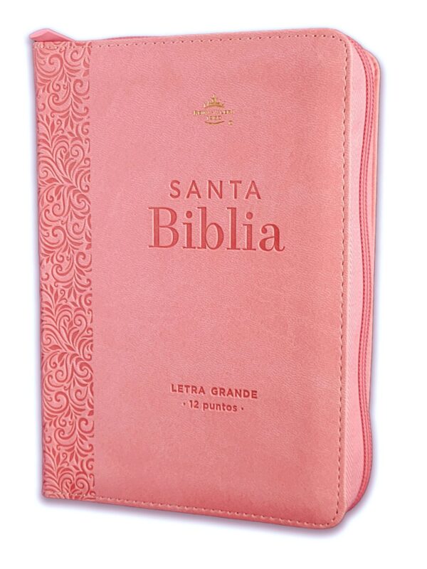 Biblia RVR1960 con Cierre Portátil sentí piel rosa floral
