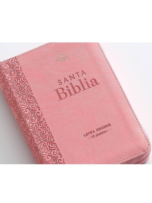 Biblia RVR1960 con Cierre Portátil Sentí Piel Rosa Floral - Imagen 4