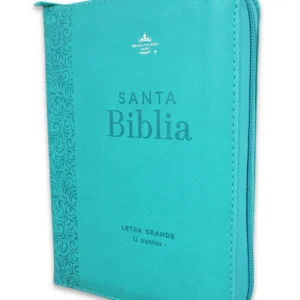 Biblia RVR60 Letra Grande Sentí piel turquesa floral con cierre