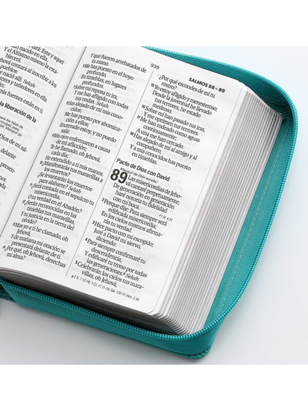 Biblia RVR60 Letra Grande Sentí Piel Turquesa Floral con Cierre - Imagen 3