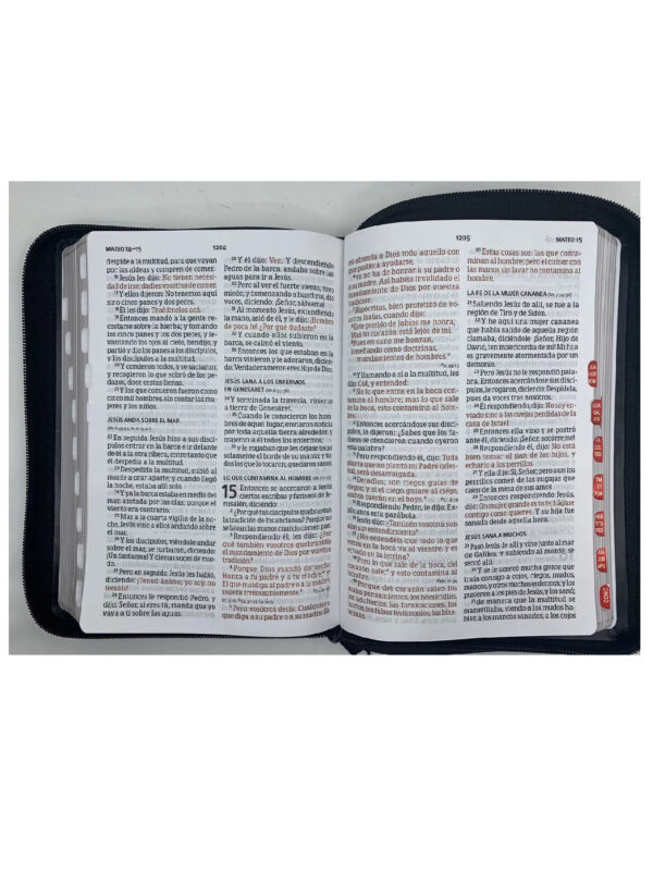 Biblia RVR 1960 Letra Grande Manual Símil Piel Negro con Índice y Cierre - Imagen 3