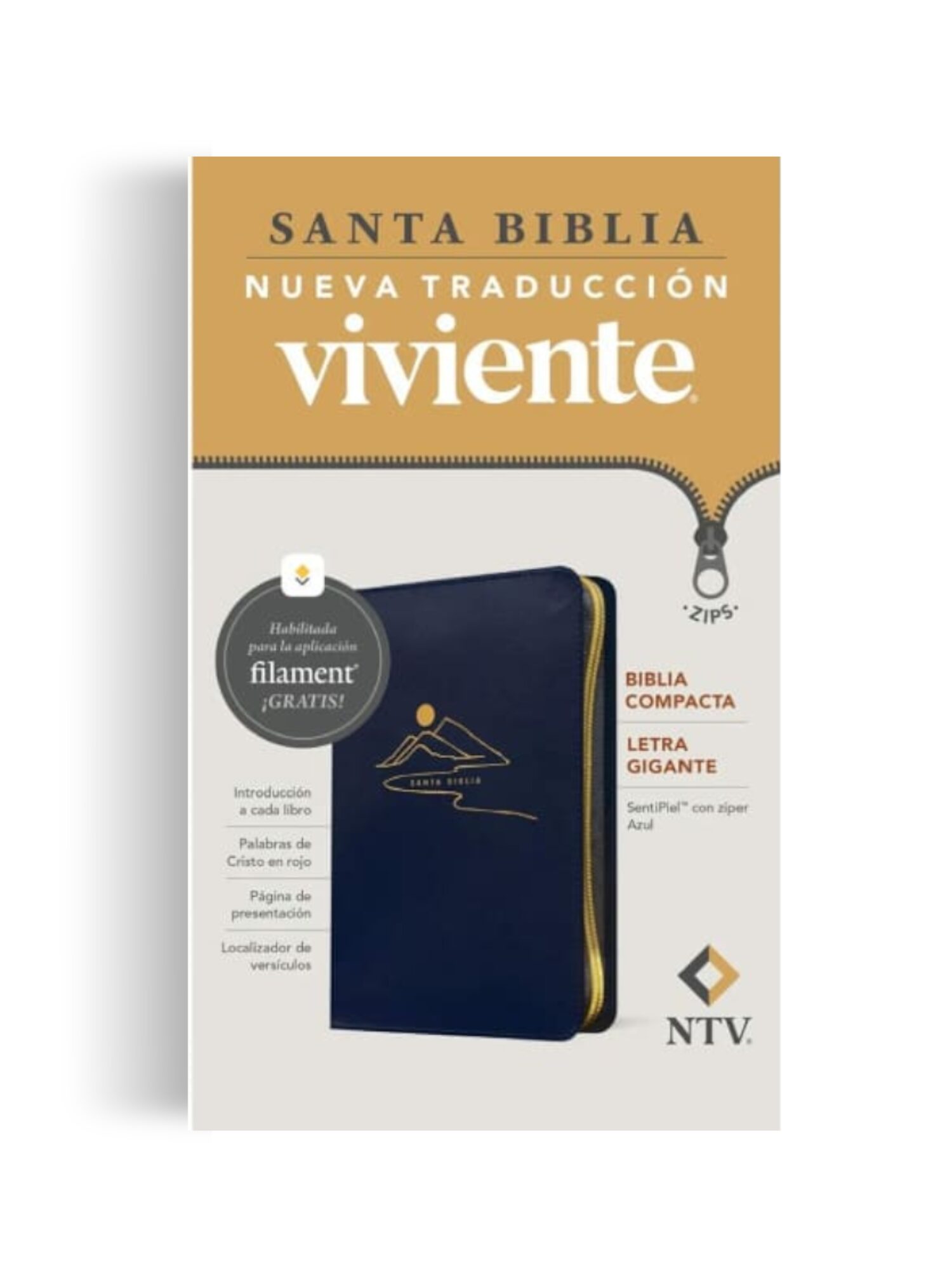 Biblia NTV Compacta Letra Gigante Azul Con Cierre - Imagen 2