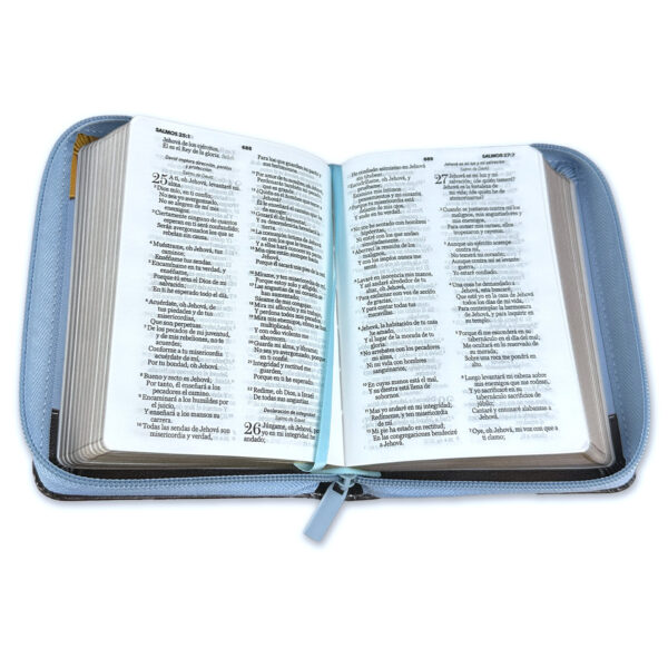Biblia RVR 1960 Bolsillo Café Azul Símil Piel con Cierre - Imagen 2
