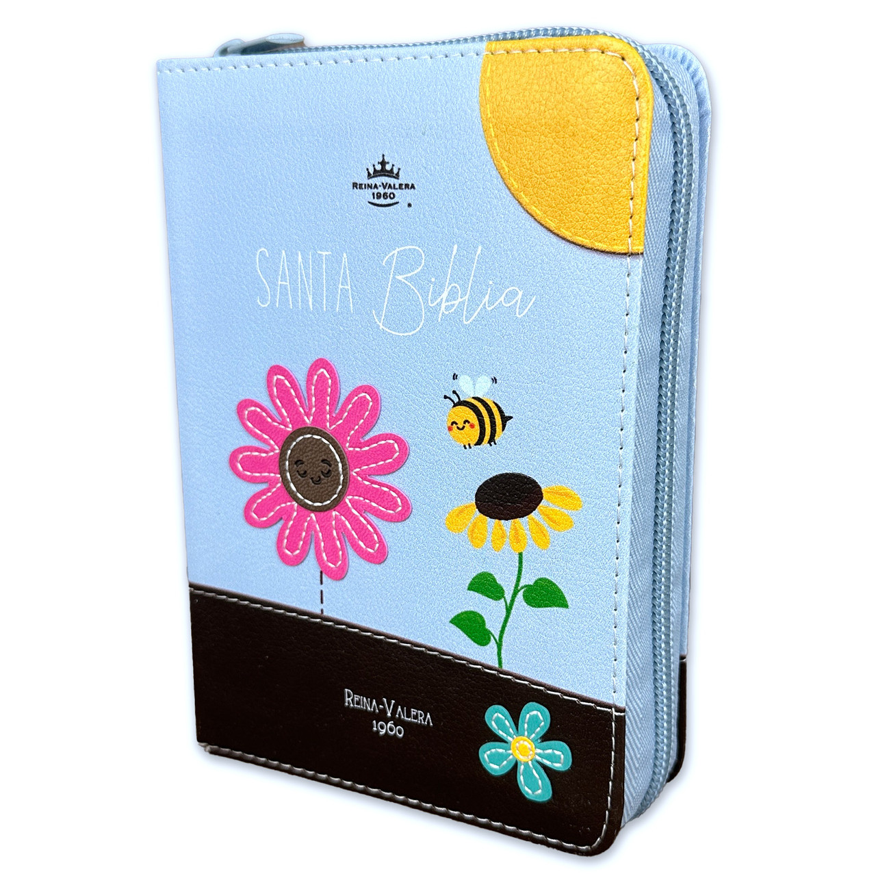 Biblia RVR 1960 Bolsillo Café Azul Símil Piel con Cierre