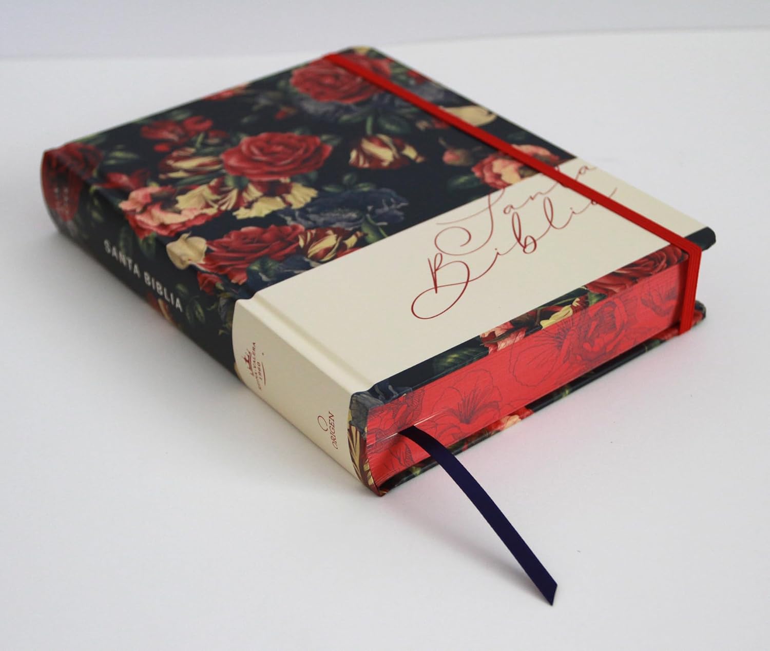 Biblia RVR 1960 de Apuntes Tapa Dura, Azul Oscuro con Flores - Imagen 4