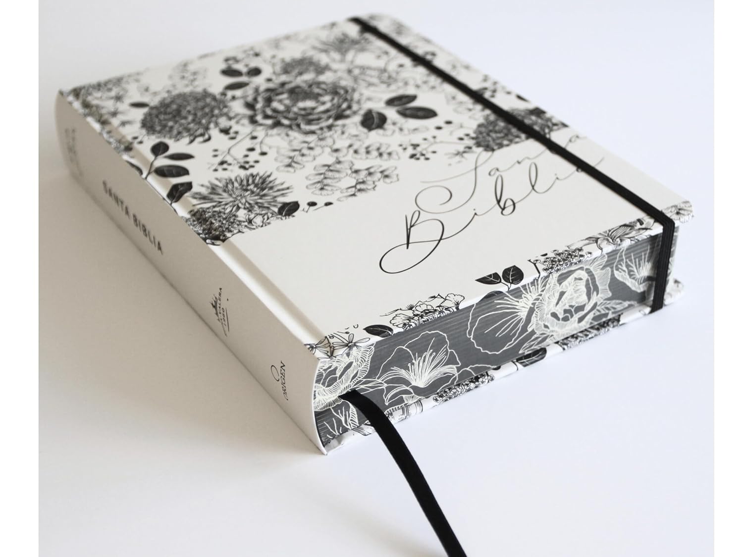 Biblia RVR 1960 de Apuntes Tapa Dura Blanco y Negro con Flores - Imagen 5