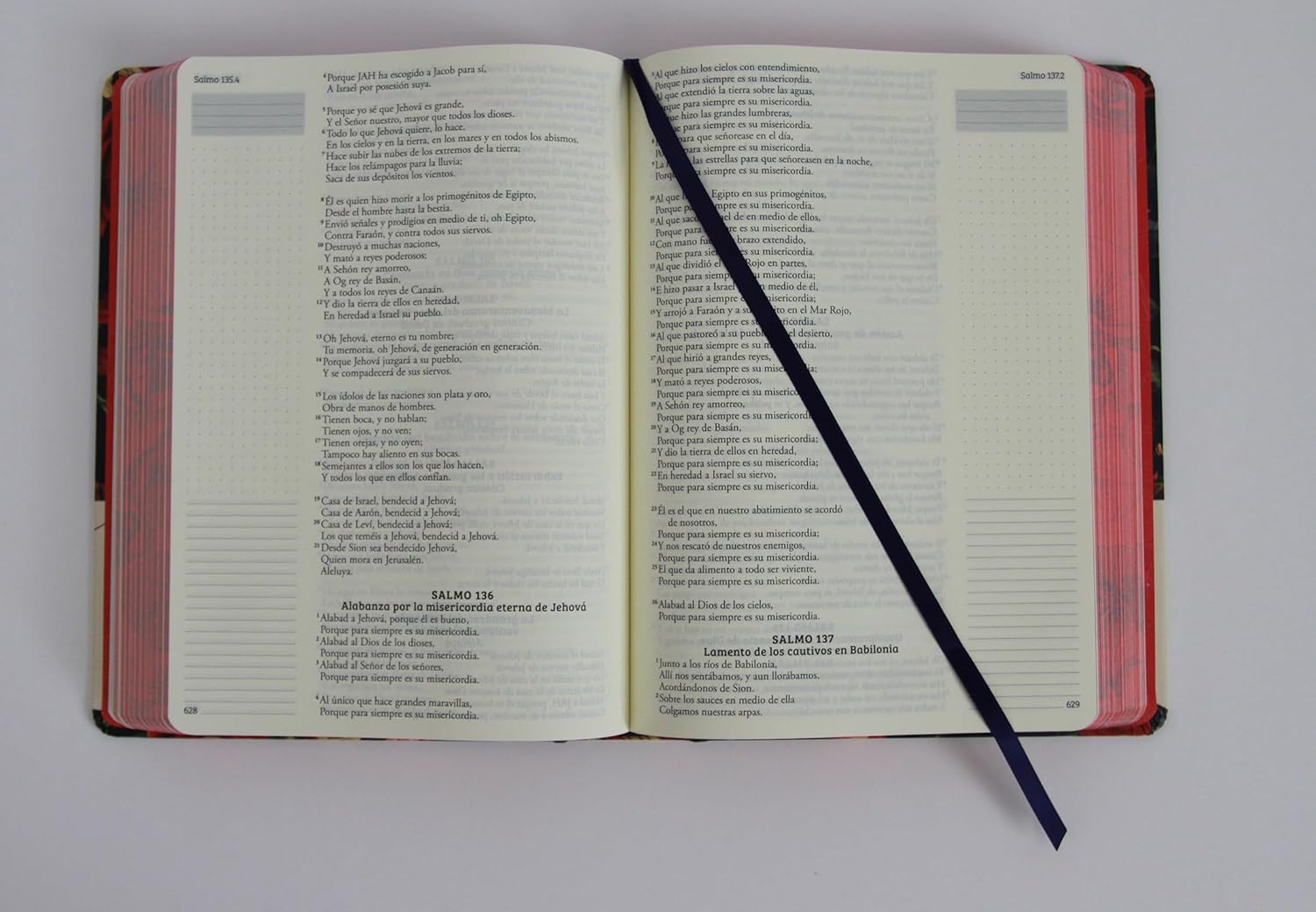 Biblia RVR 1960 de Apuntes Tapa Dura, Azul Oscuro con Flores - Imagen 3