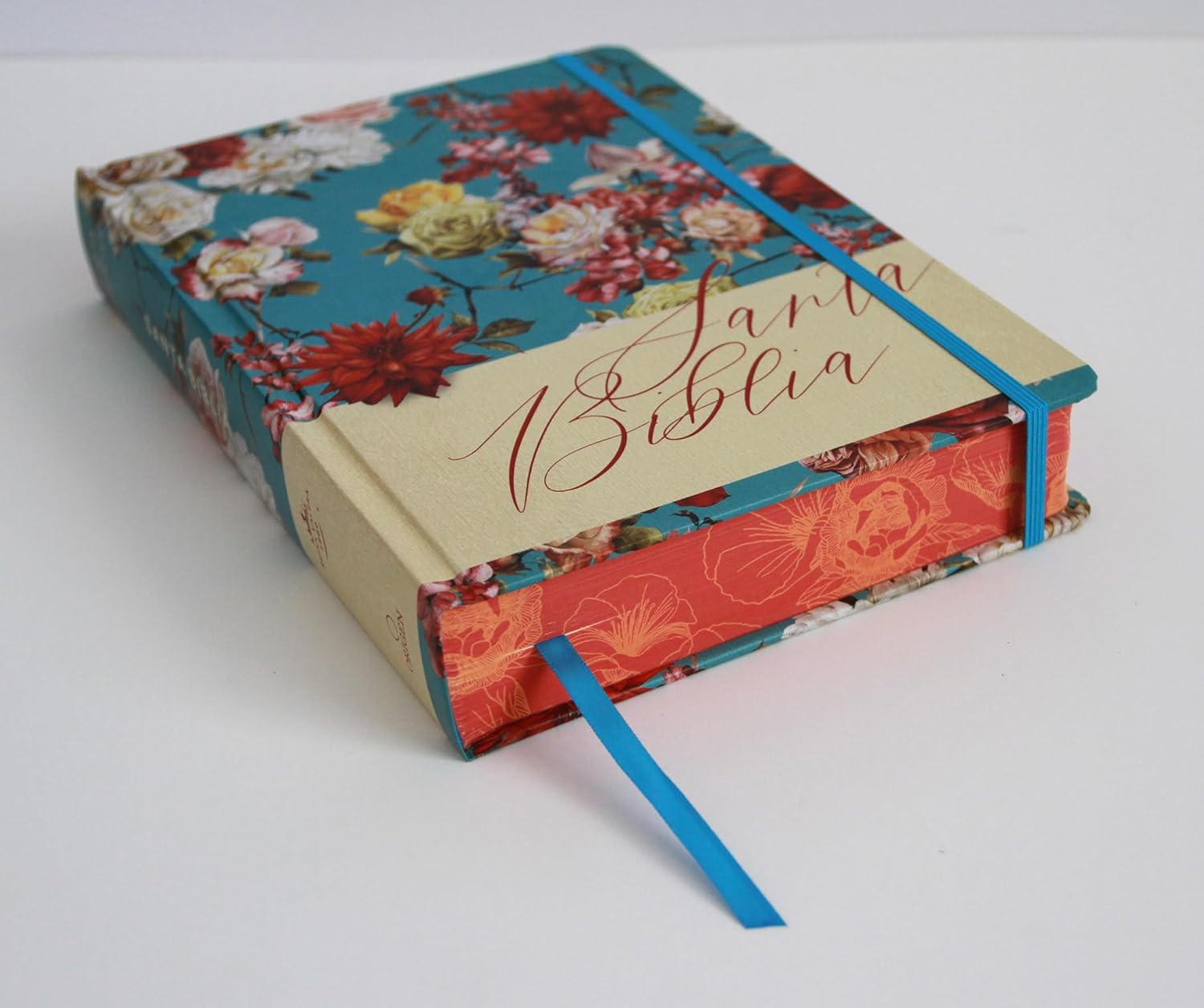 Biblia RVR 1960 de Apuntes Tapa Dura, Azul Celeste con Flores - Imagen 2