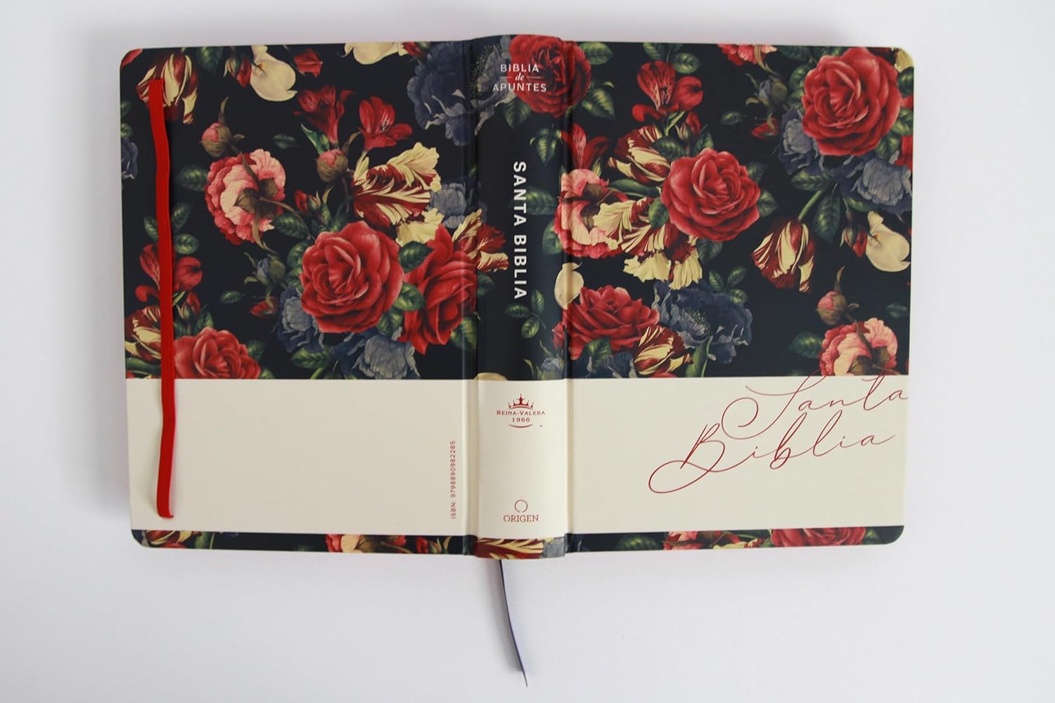 Biblia RVR 1960 de Apuntes Tapa Dura, Azul Oscuro con Flores - Imagen 2