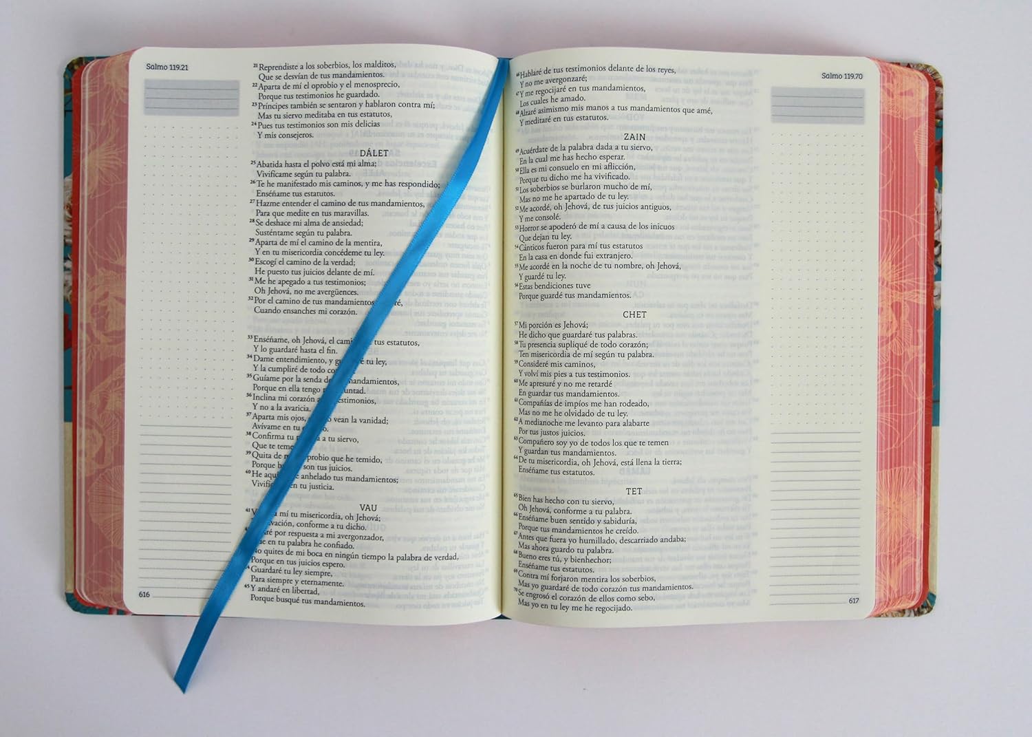 Biblia RVR 1960 de Apuntes Tapa Dura, Azul Celeste con Flores - Imagen 3