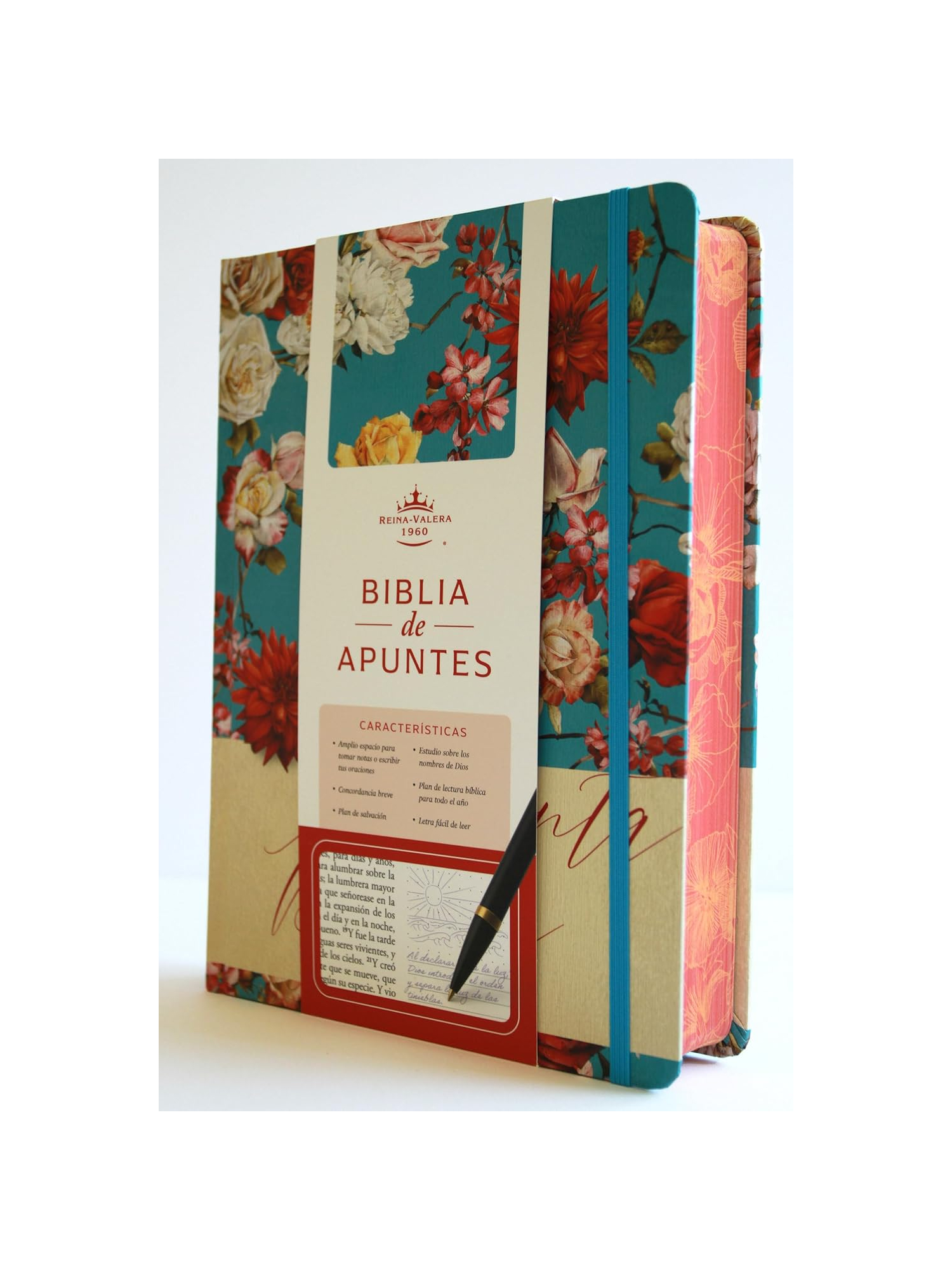 Biblia RVR 1960 de Apuntes Tapa Dura, Azul Celeste con Flores