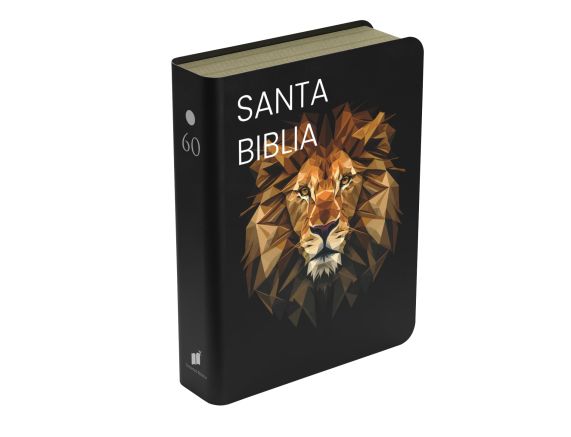 Biblia RVR 1960 Compacta Símil Piel Negro León Dorado - Imagen 3