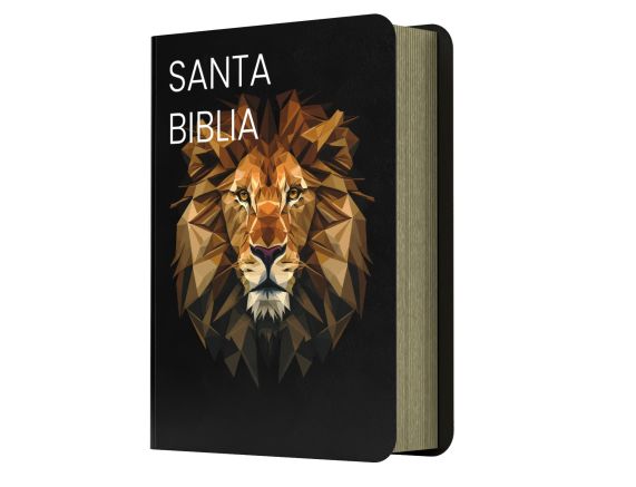 Biblia RVR 1960 Compacta Símil Piel Negro León Dorado - Imagen 2